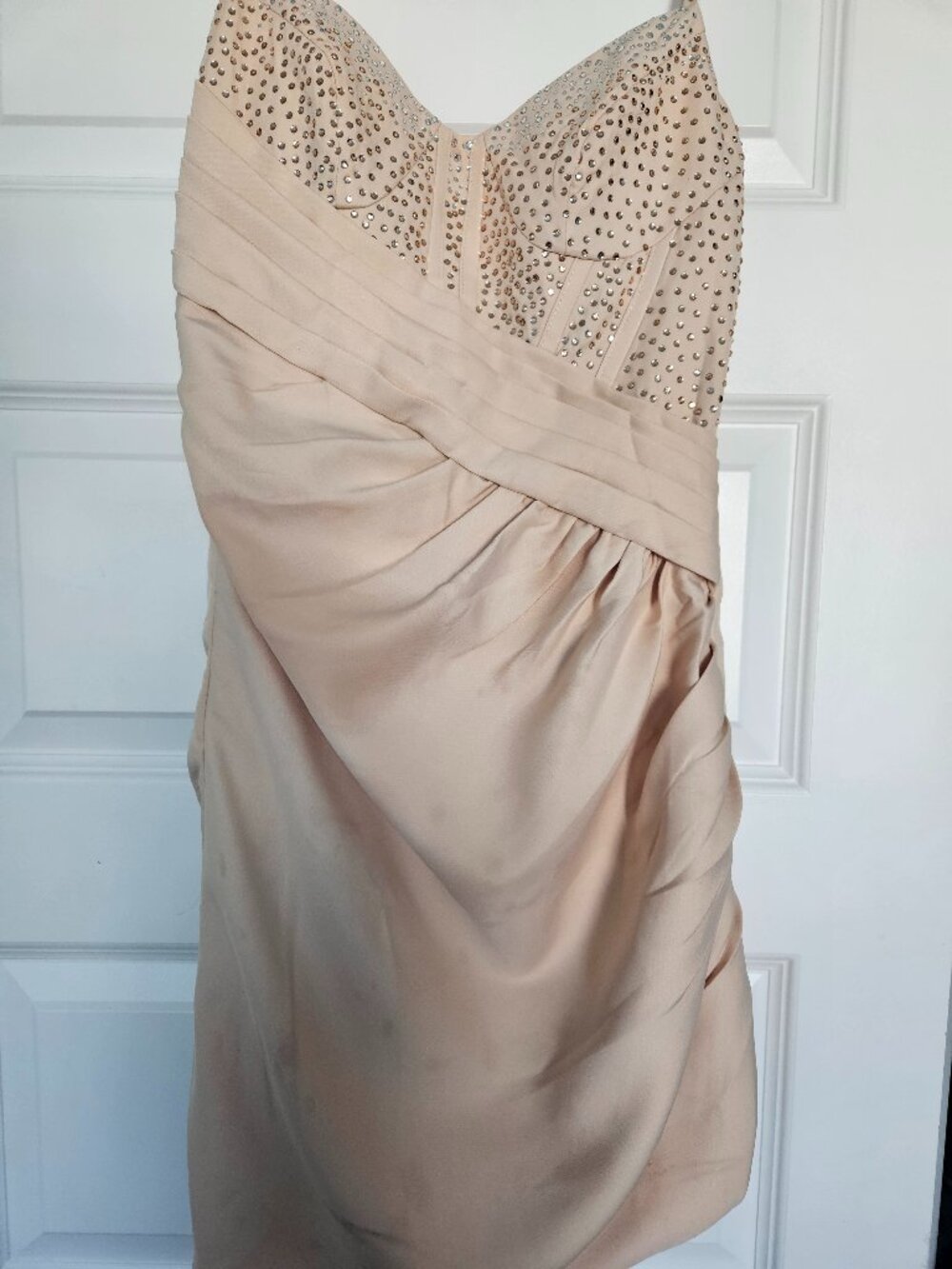 Custom Bling Corset Satin Mini Dress (Champagne/Blush) Size Small